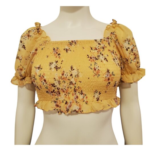 Floral Ruffled Midriff Top - Picture 2 of 3